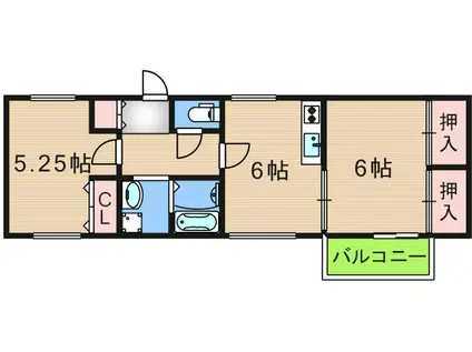 フラットコート(2DK/1階)の間取り写真