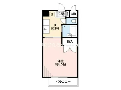 シャトレ新町II(1K/3階)の間取り写真