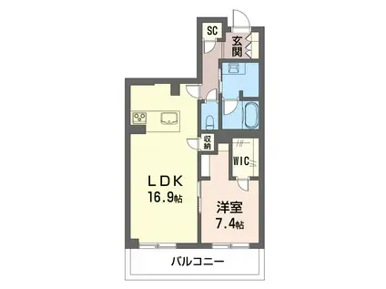 パークビュー湘南辻堂(1LDK/2階)の間取り写真