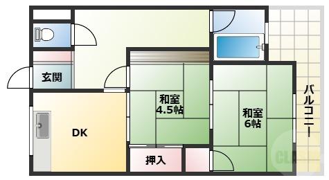 永田マンション(2DK/2階)の間取り写真