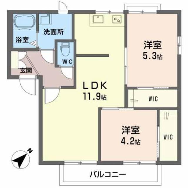 フレグランスKM A棟(2LDK/2階)の間取り写真