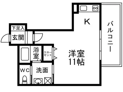 TKビル(ワンルーム/5階)の間取り写真
