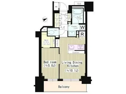 パークリュクス市谷薬王寺(1LDK/13階)の間取り写真