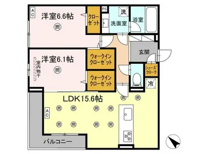 プラシード(2LDK/3階)の間取り写真