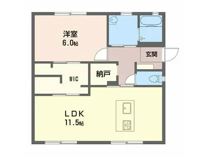 マルベリー A(1LDK/1階)の間取り写真