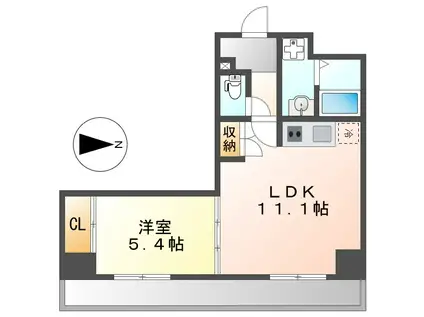 アビターレ車道(1LDK/3階)の間取り写真