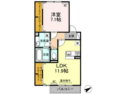 レオアンドレン(1LDK/2階)の間取り写真