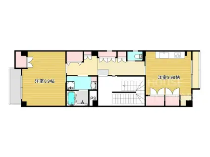 ゆいまーる新町(1LDK/2階)の間取り写真