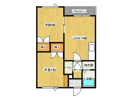 ハイツラポートA(2DK/2階)の間取り写真