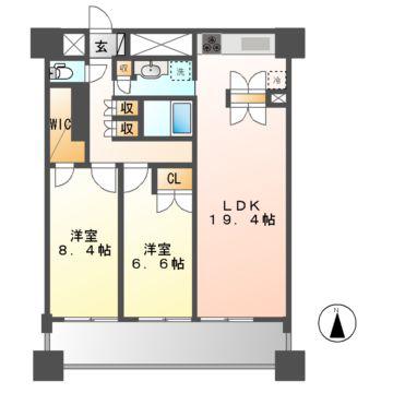 グランアベニュー名駅(2LDK/10階)の間取り写真