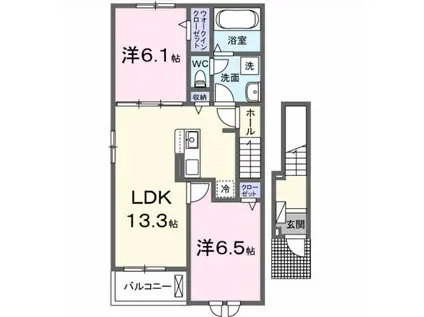 スフィア セリーン II(2LDK/2階)の間取り写真