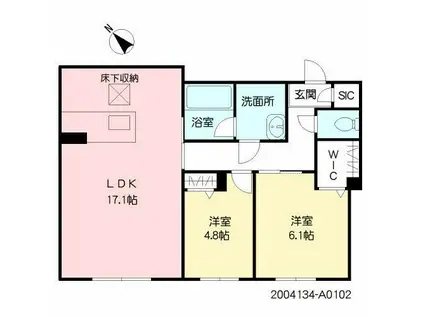 シャーメゾンほたくぼ(2LDK/1階)の間取り写真