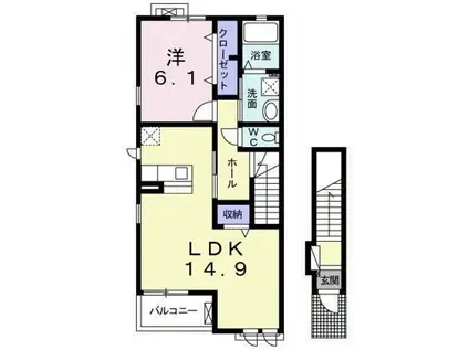 ヴィラ アルカンシェル B(1LDK/2階)の間取り写真