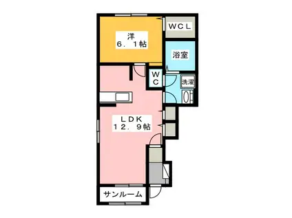 アムレート C(1LDK/1階)の間取り写真