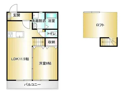 ショコラティ枝国(1LDK/2階)の間取り写真