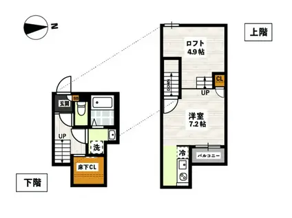 ADC高島駅東(1K/1階)の間取り写真