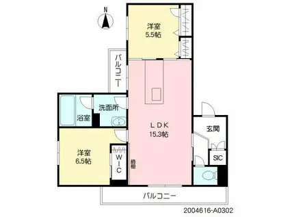 サンクフルール(2LDK/3階)の間取り写真