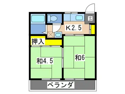 サンハイツ(2K/2階)の間取り写真