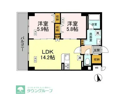 カスタリア西船橋II(2LDK/2階)の間取り写真