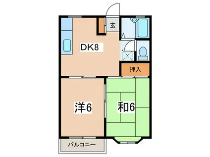 メゾンたちばなPARTII(2DK/2階)の間取り写真