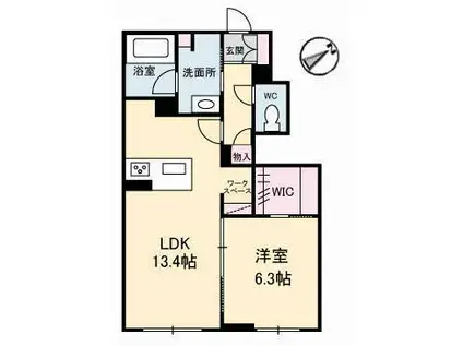 グラン・ジュテIII(1LDK/1階)の間取り写真