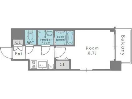 エスリード中之島ザ・コア(1K/4階)の間取り写真