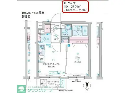 GENOVIA京成立石V(1DK/4階)の間取り写真