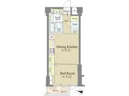 神楽坂南町ハウス(1DK/4階)の間取り写真