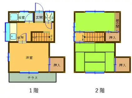 渡辺アパート 中棟西(3K/1階)の間取り写真