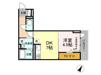 I・CUBE(1DK/3階)の間取り写真