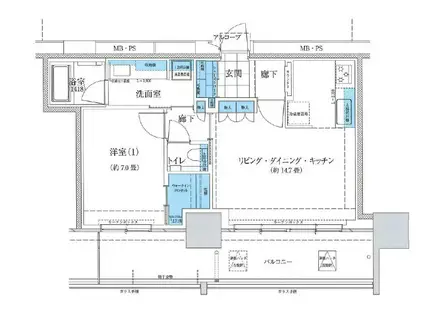 グランドメゾンTHE池下ガーデンタワー(1LDK/6階)の間取り写真