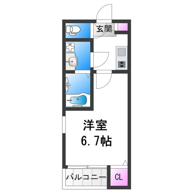 南大阪ミカーサ(1K/2階)の間取り写真