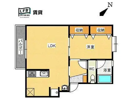 田ノ浦ハイツ(1LDK/1階)の間取り写真