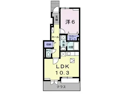 エアリーヒル(1LDK/1階)の間取り写真