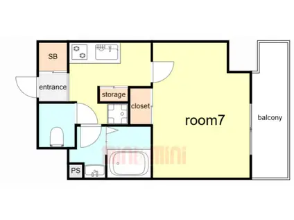 GENOVIA神戸湊川公園(1K/8階)の間取り写真