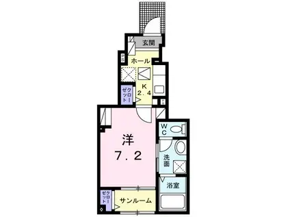 GRAN NOIR I(1K/1階)の間取り写真