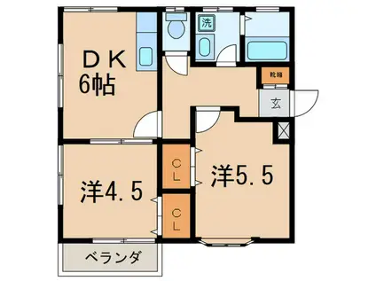 ロイヤルハイツII(2DK/1階)の間取り写真