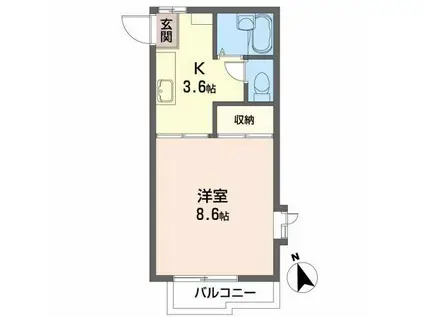 ピエス富沢(1K/2階)の間取り写真