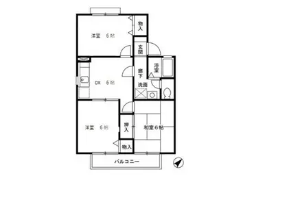 エスポワール(3DK/2階)の間取り写真