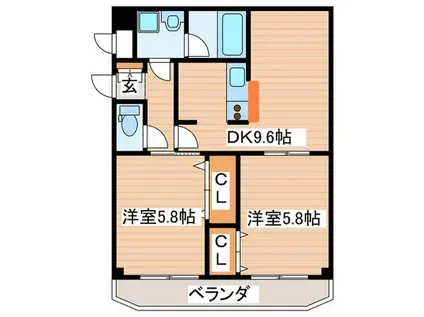 メープルI(2DK/3階)の間取り写真