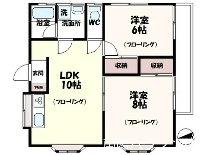 ホワイトヒルIII(2LDK/1階)の間取り写真