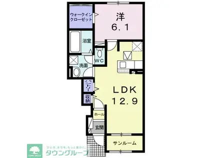 フィオーレ(1LDK/1階)の間取り写真