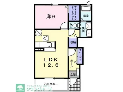M.Kマンション VIII(1LDK/1階)の間取り写真