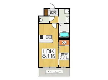 アドバンス京都リエートII(1LDK/5階)の間取り写真