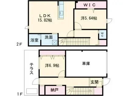 ピオネロあびら(2SLDK/1階)の間取り写真