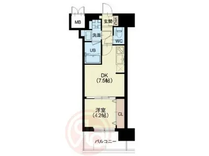 スプランディッド難波III(1DK/6階)の間取り写真