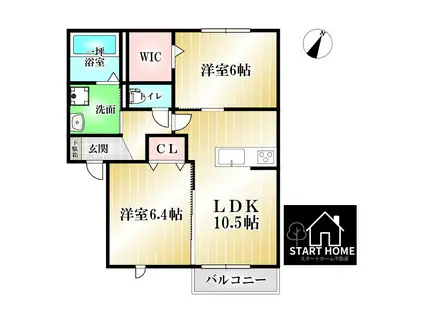 カーサ モエハ(2LDK/2階)の間取り写真