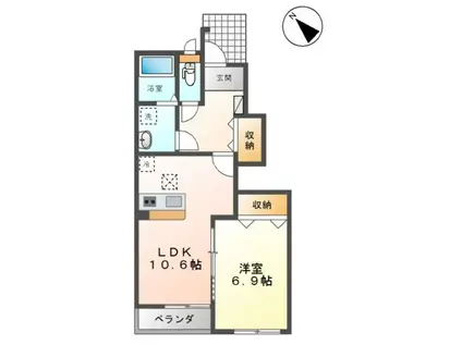 グランフォーレ猪川(1LDK/1階)の間取り写真