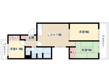 アーバンドエル猪高台(3LDK/3階)の間取り写真