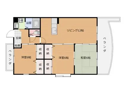 グリーンヒル(3LDK/1階)の間取り写真